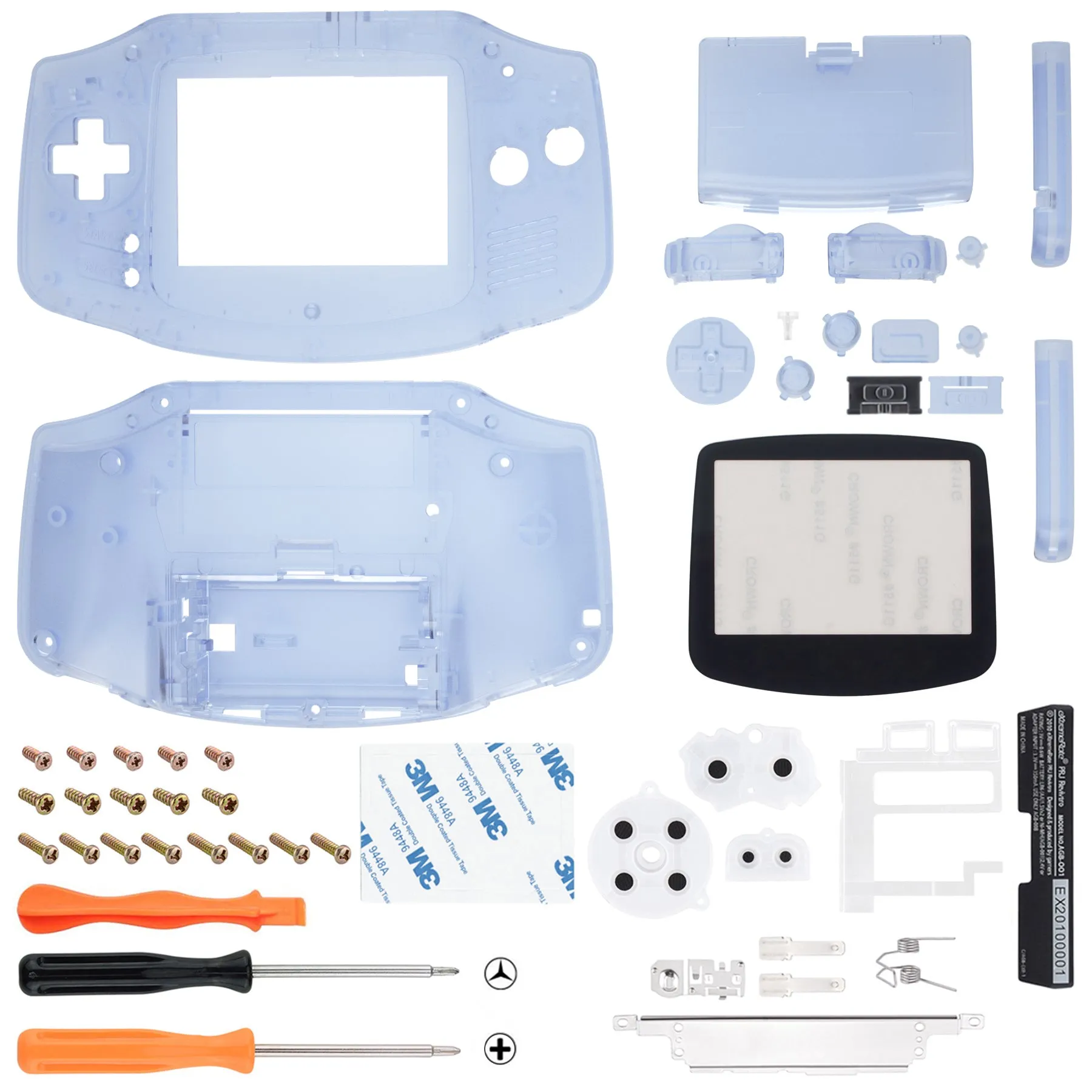 eXtremeRate IPS Ready Upgraded Glacier Blue Replacement Shell Full Housing Cover & Black Screen Lens for Gameboy Advance – Compatible with Both IPS & Standard LCD – Console & IPS Screen NOT Included - TAGM5006B