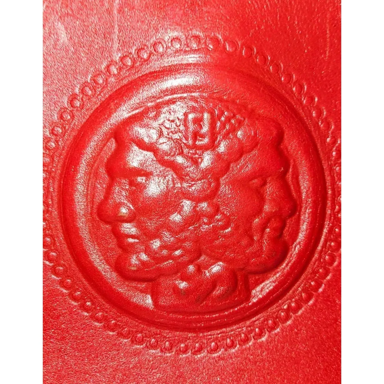 Fendi red leather Janus head satchel