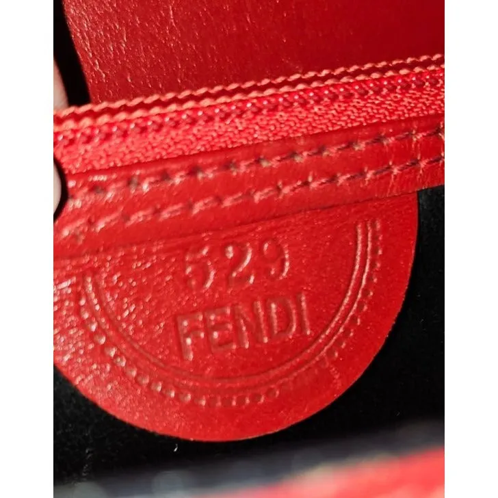 Fendi red leather Janus head satchel