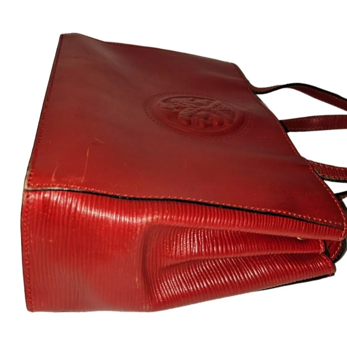 Fendi red leather Janus head satchel