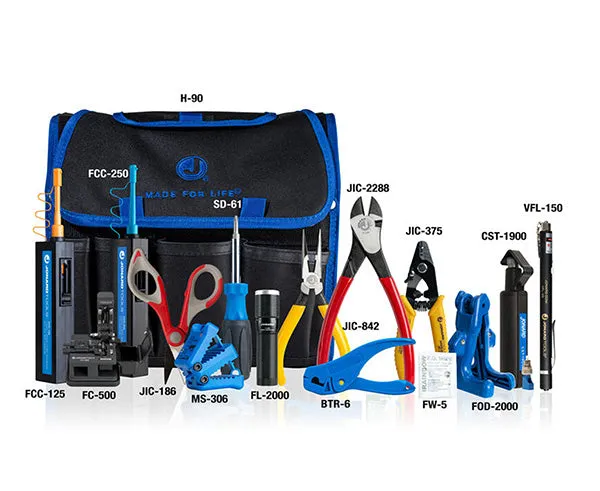 Fiber Prep Kit with Connector Cleaner, Fiber Cleaver, & Visual Fault Locator 