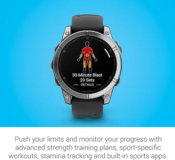 Garmin fēnix E Unisex Stainless Steel with Black Band Amoled Long-Lasting Battery Life 47 Millimeters Premium Multisport GPS Smartwatch - 010-03025-02