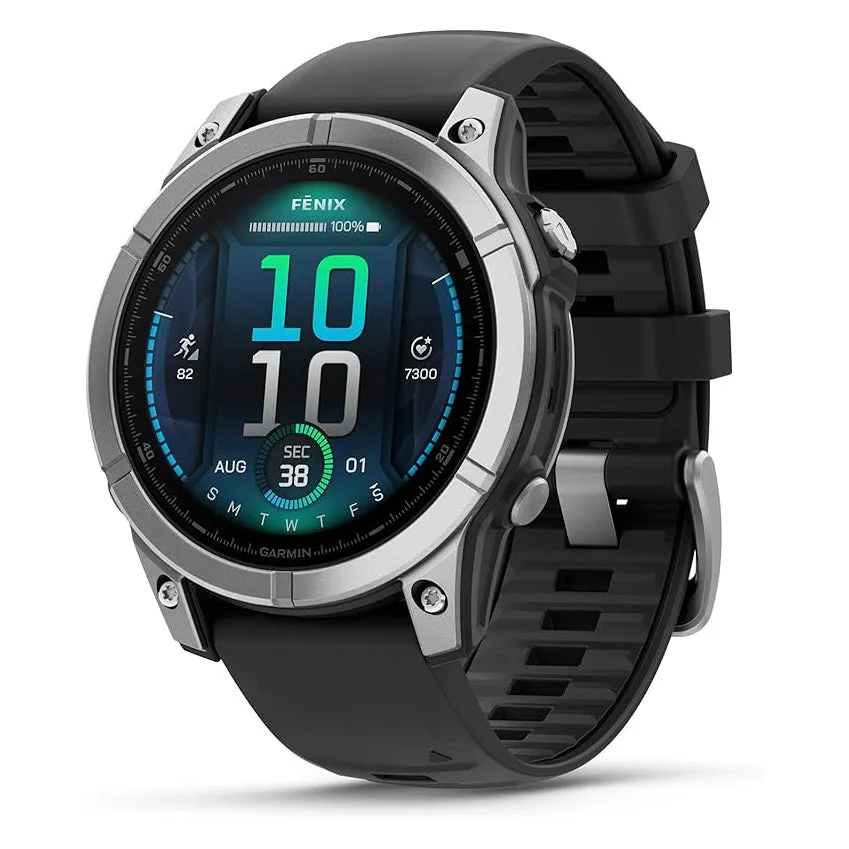Garmin fēnix E Unisex Stainless Steel with Black Band Amoled Long-Lasting Battery Life 47 Millimeters Premium Multisport GPS Smartwatch - 010-03025-02