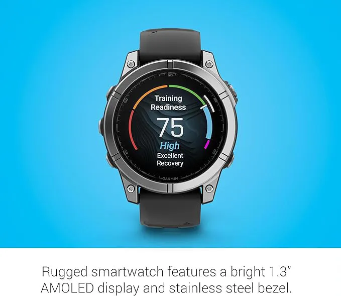 Garmin fēnix E Unisex Stainless Steel with Black Band Amoled Long-Lasting Battery Life 47 Millimeters Premium Multisport GPS Smartwatch - 010-03025-02