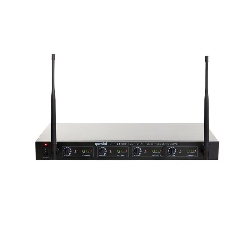 Gemini UHF-04M Four Channel Wireless System, Includes UHF Receiver and 4x Handheld Microphone
