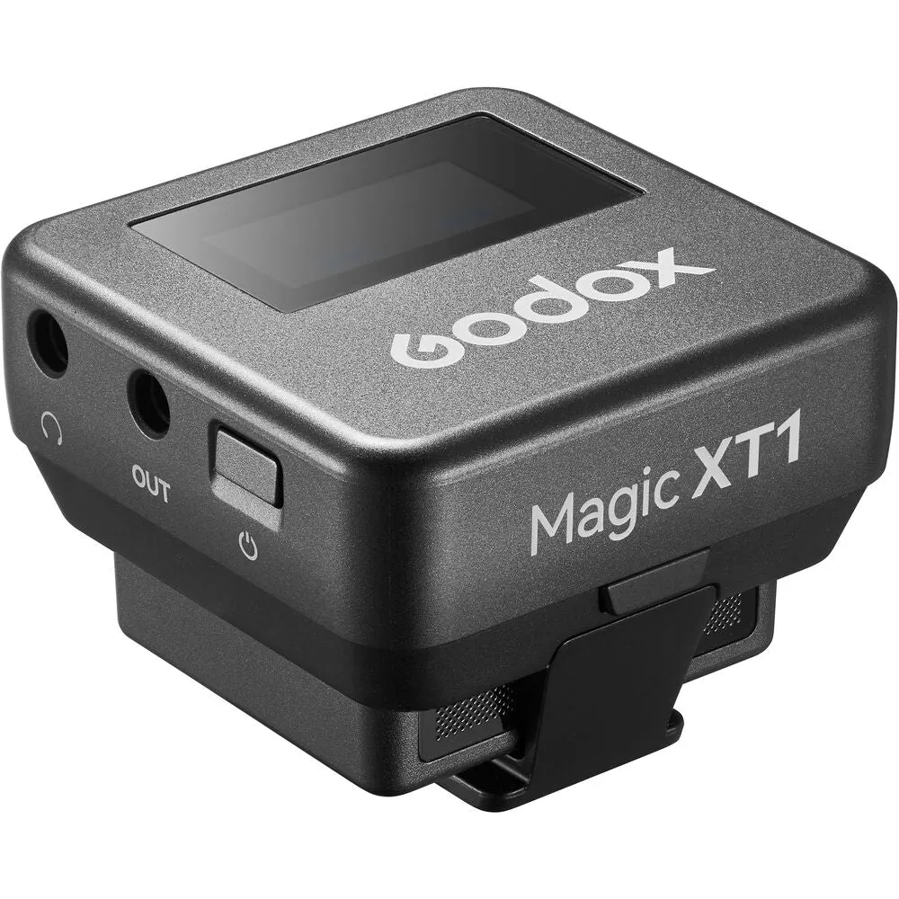 Godox Magic XT1 2 Person Dual TX   RX 2-Channel Wireless Omnidirectional Microphone System 3.5mm TRS / USB Type-C Ports with 200m Max Wireless Range, 680mAh RX Charging Case Max 16hrs Battery Life and OLED Touchscreen and Onboard Controls