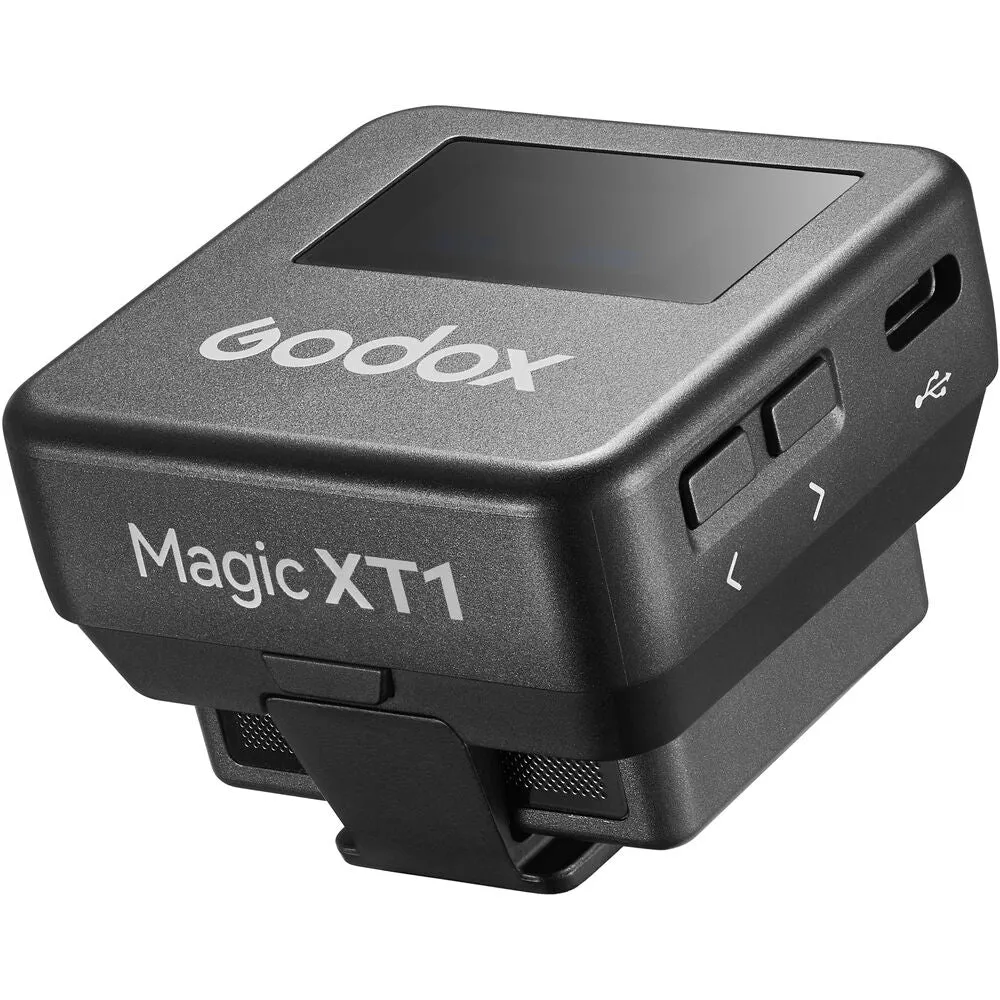 Godox Magic XT1 2 Person Dual TX   RX 2-Channel Wireless Omnidirectional Microphone System 3.5mm TRS / USB Type-C Ports with 200m Max Wireless Range, 680mAh RX Charging Case Max 16hrs Battery Life and OLED Touchscreen and Onboard Controls