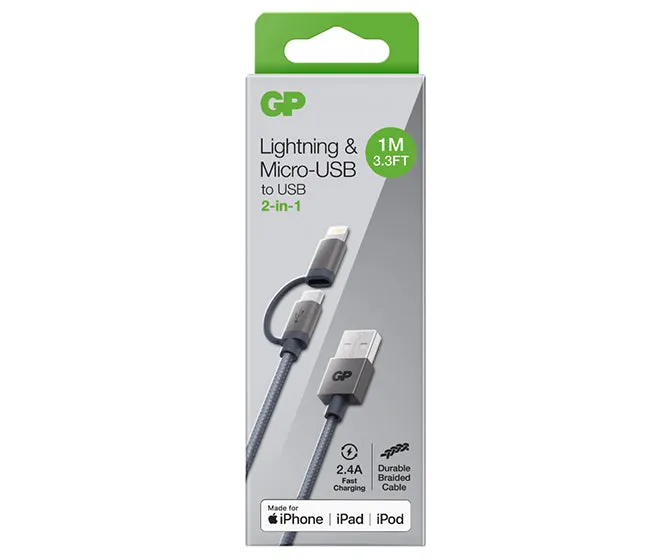 GP 1M 2-in-1 (Lightning / Micro-USB) Charge & Sync Cable - CB18