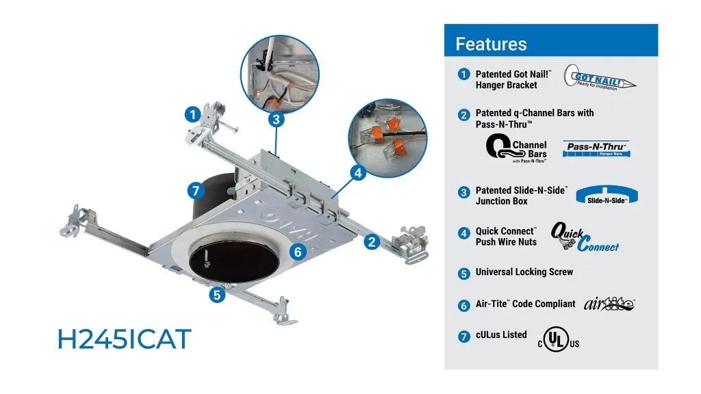 HALO H245ICAT 4" IC Airtight Ultra-Shallow New Construction LED Housing
