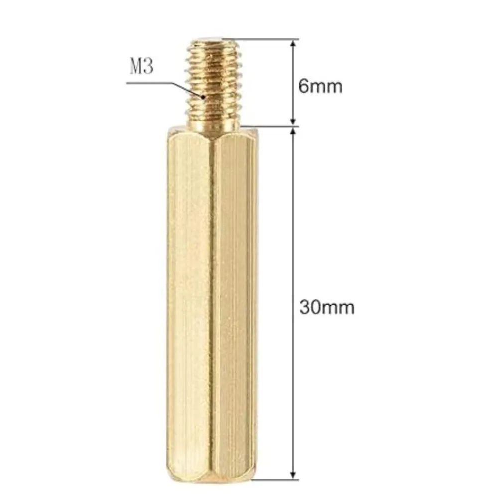 Hexagonal M3 PCB Column  Male Female Threaded Pillar Bolt Screws  Hexagonal Pillar length 30mm Thread length 6mm
