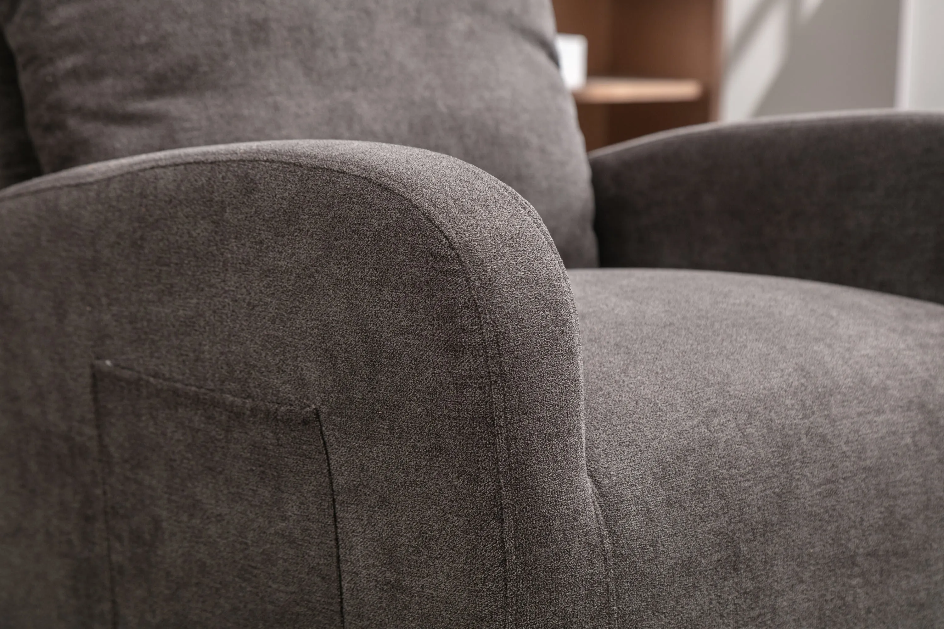 JiaDa Upholstered Swivel Glider.Rocking Chair for Nursery in Dark Grey.Modern Style One Left Bag