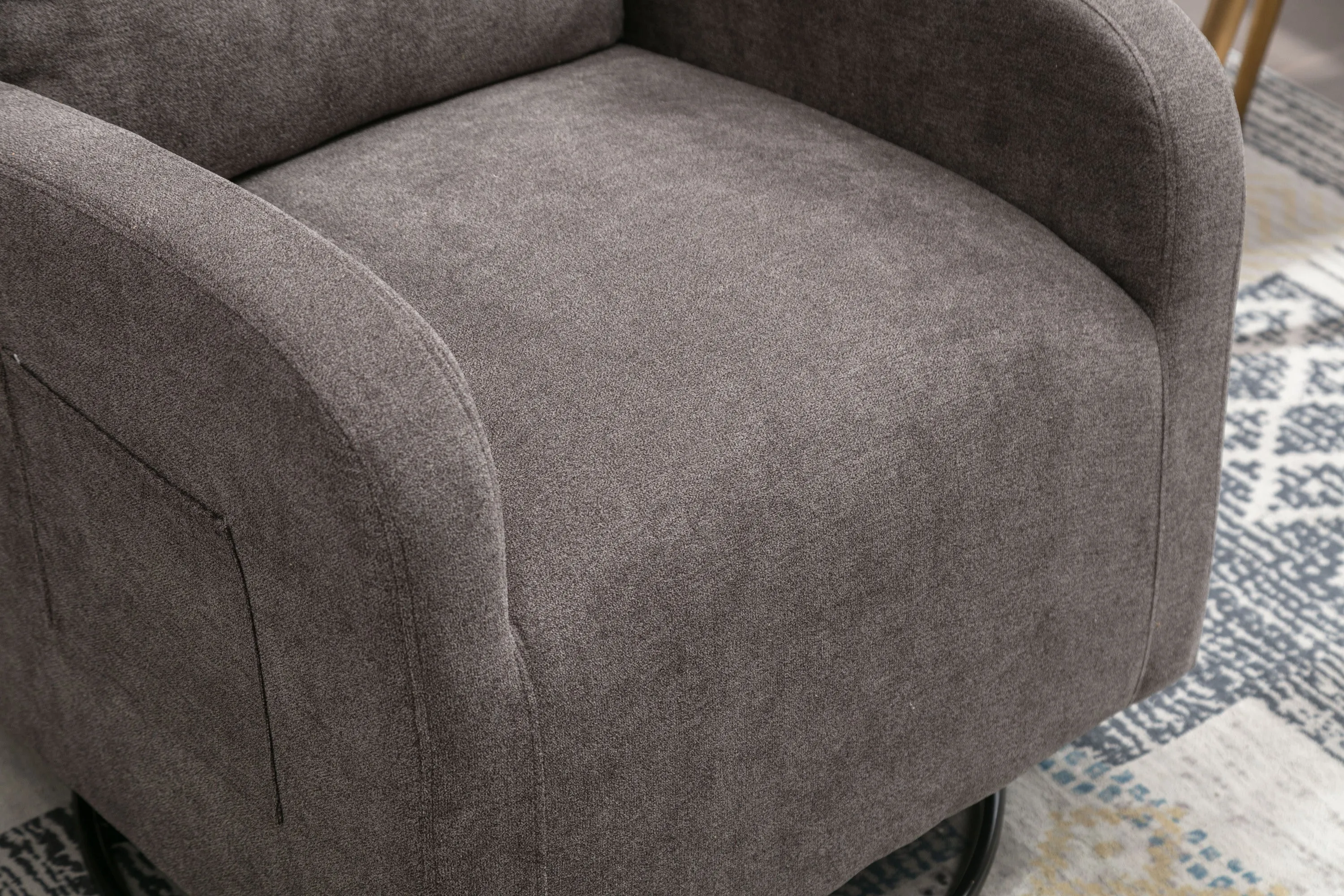 JiaDa Upholstered Swivel Glider.Rocking Chair for Nursery in Dark Grey.Modern Style One Left Bag