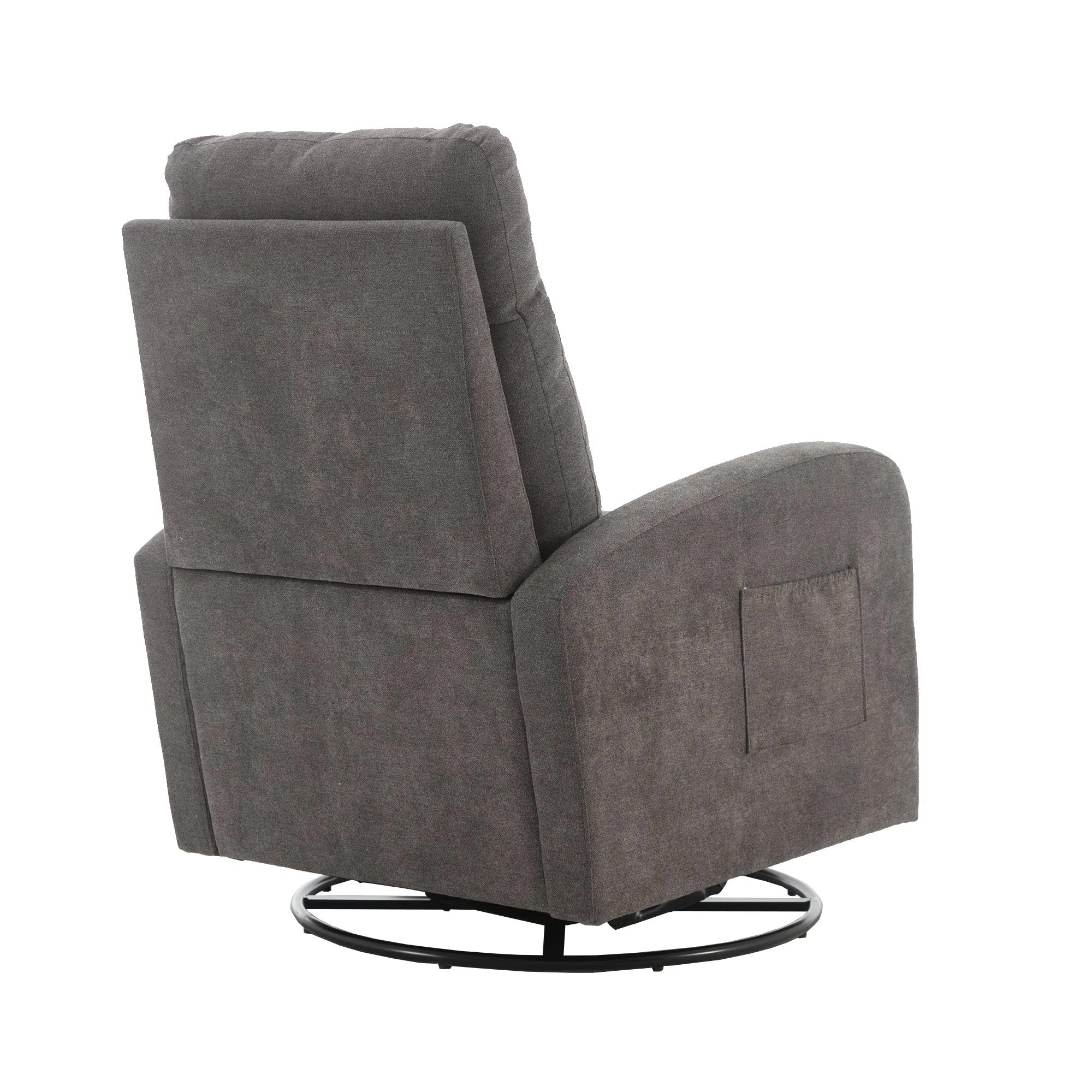 JiaDa Upholstered Swivel Glider.Rocking Chair for Nursery in Dark Grey.Modern Style One Left Bag