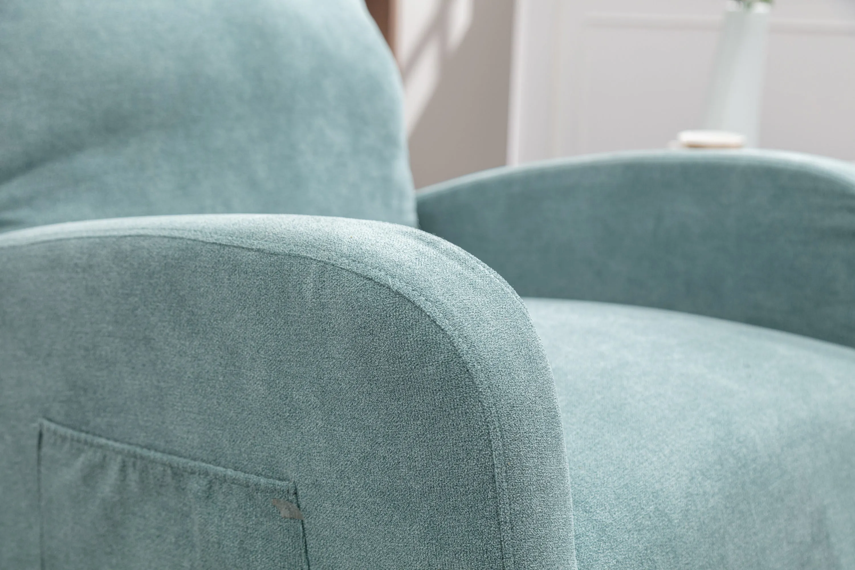 JiaDa Upholstered Swivel Glider.Rocking Chair for Nursery in Light Blue.Modern Style One Left Bag