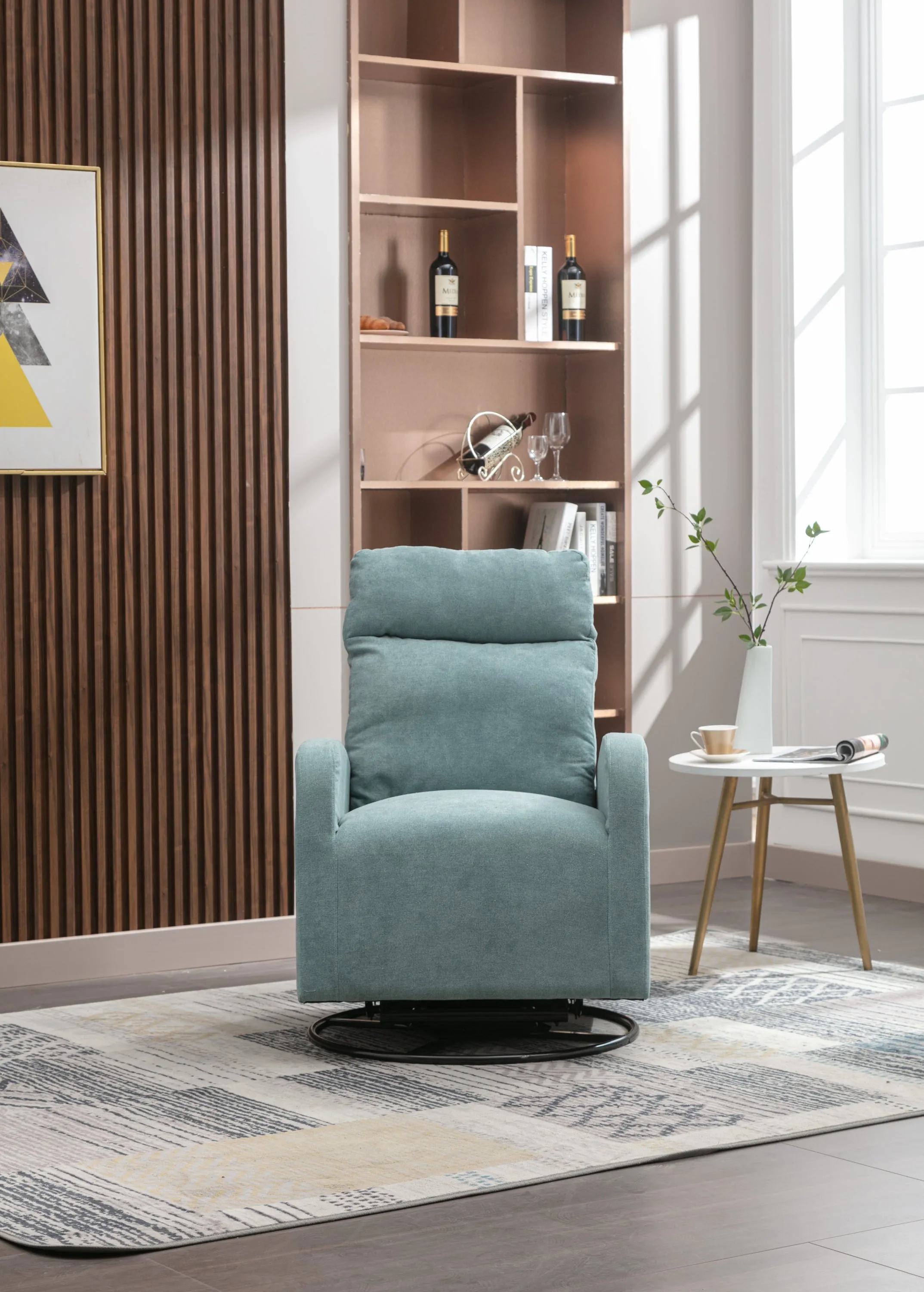 JiaDa Upholstered Swivel Glider.Rocking Chair for Nursery in Light Blue.Modern Style One Left Bag