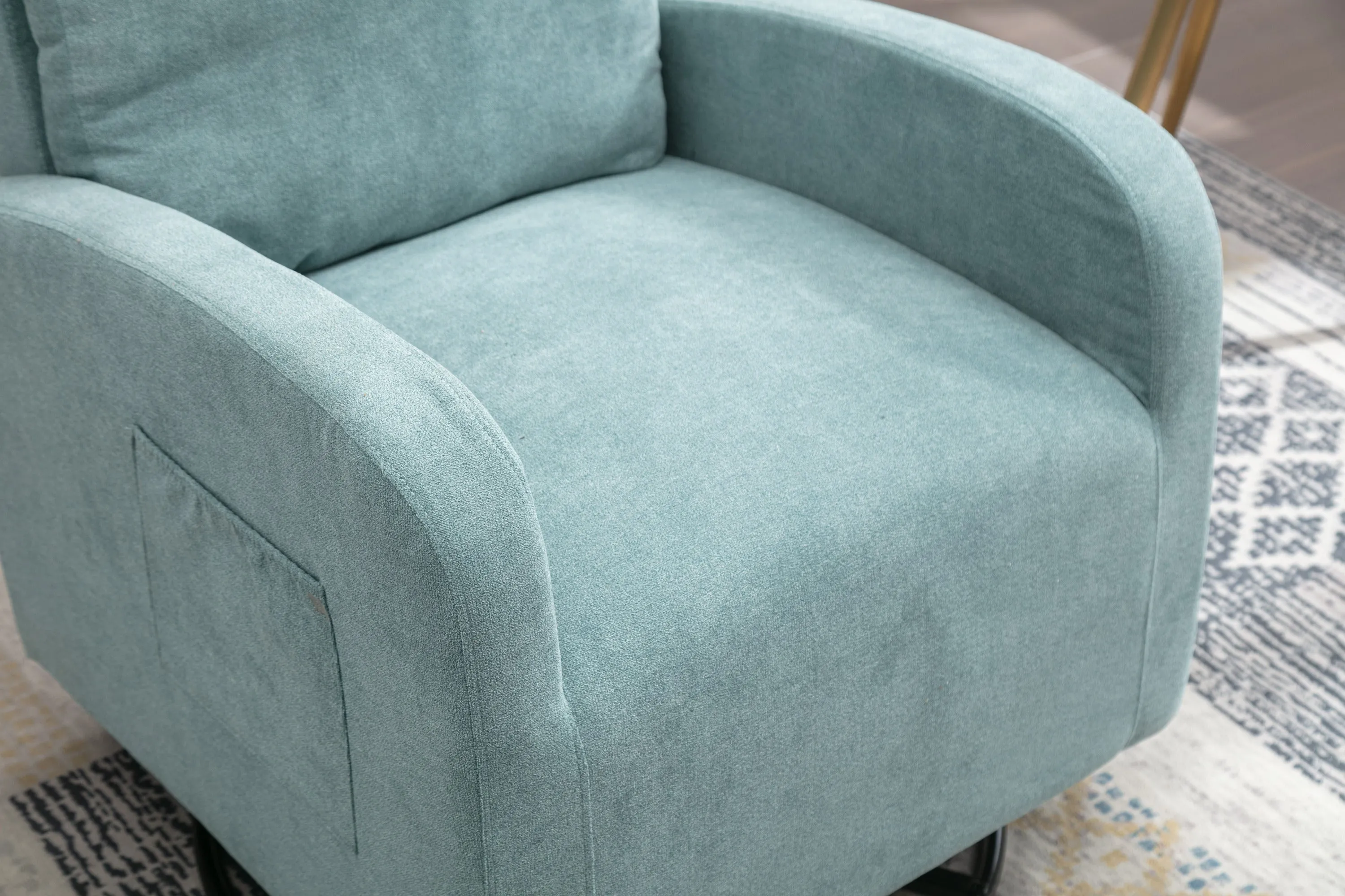 JiaDa Upholstered Swivel Glider.Rocking Chair for Nursery in Light Blue.Modern Style One Left Bag