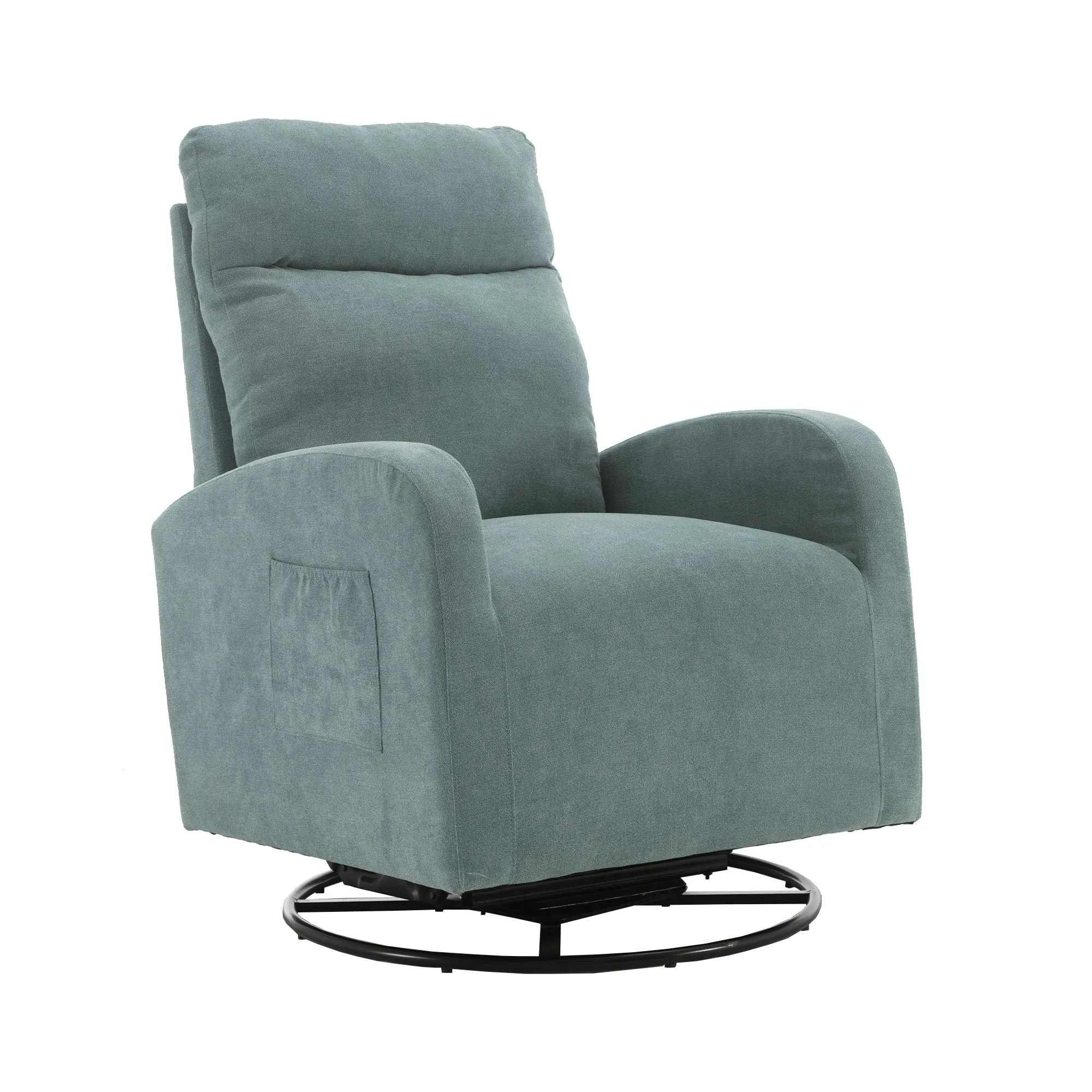 JiaDa Upholstered Swivel Glider.Rocking Chair for Nursery in Light Blue.Modern Style One Left Bag