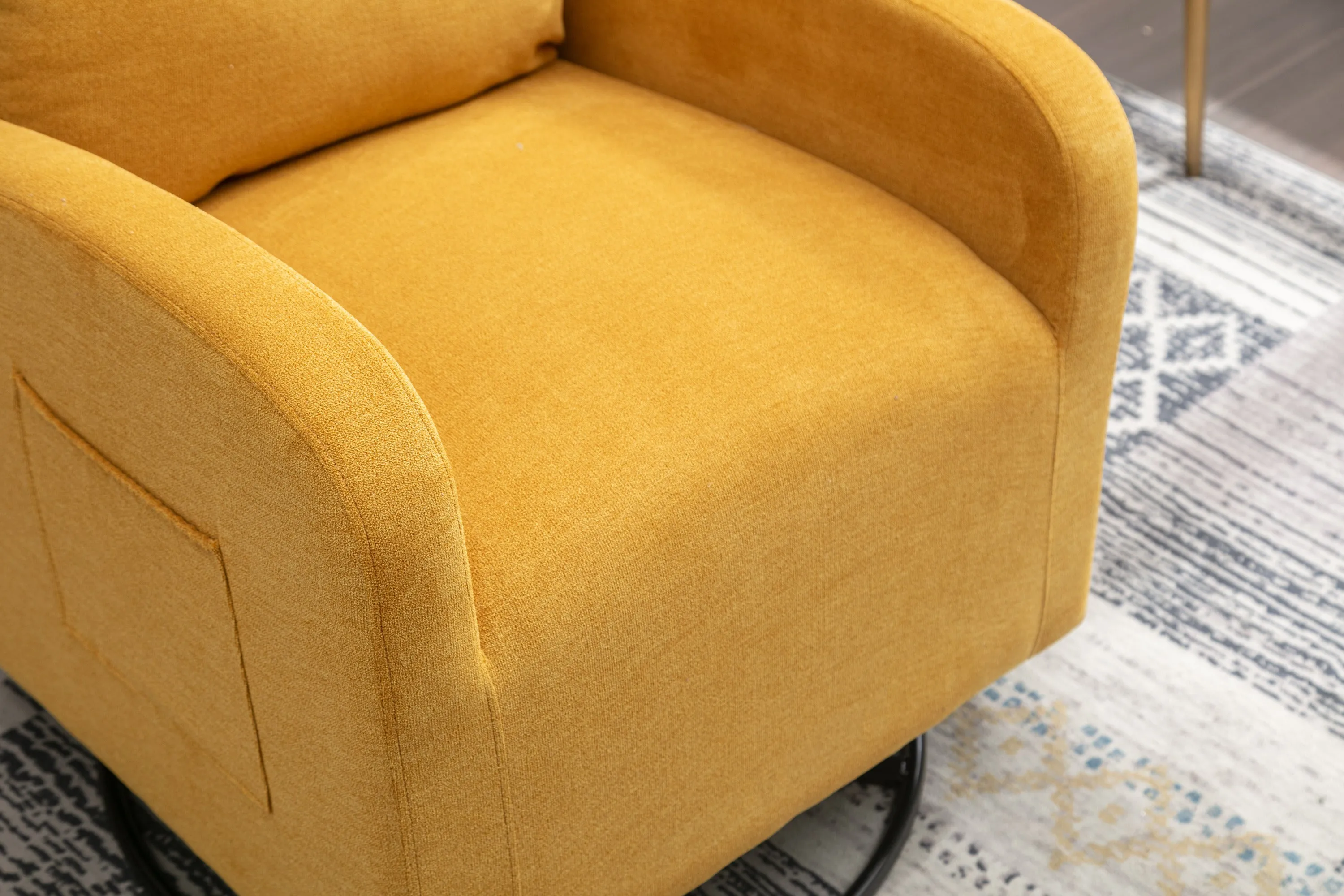 JiaDa Upholstered Swivel Glider.Rocking Chair for Nursery in Yellow.Modern Style One Left Bag
