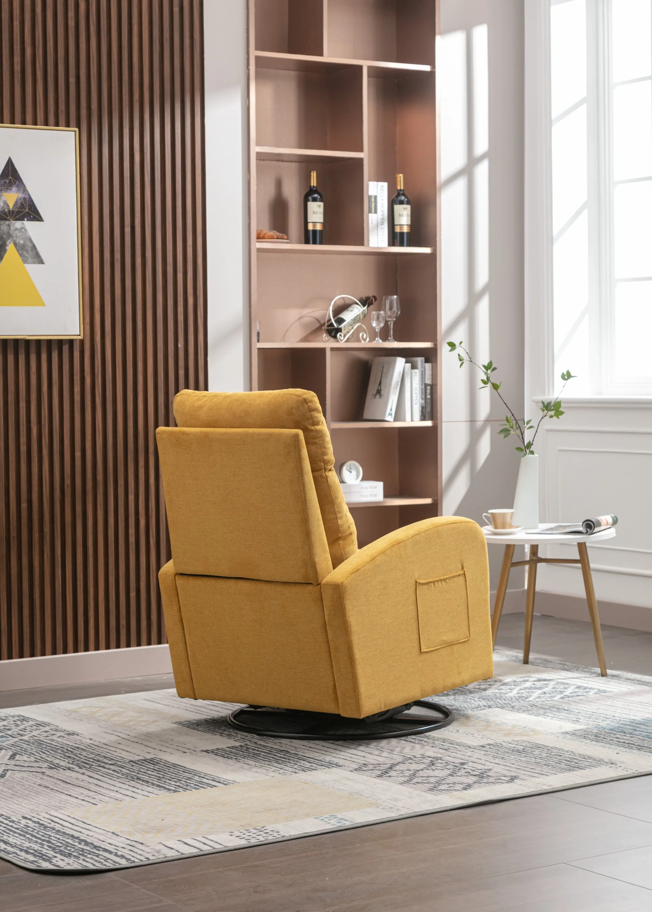 JiaDa Upholstered Swivel Glider.Rocking Chair for Nursery in Yellow.Modern Style One Left Bag