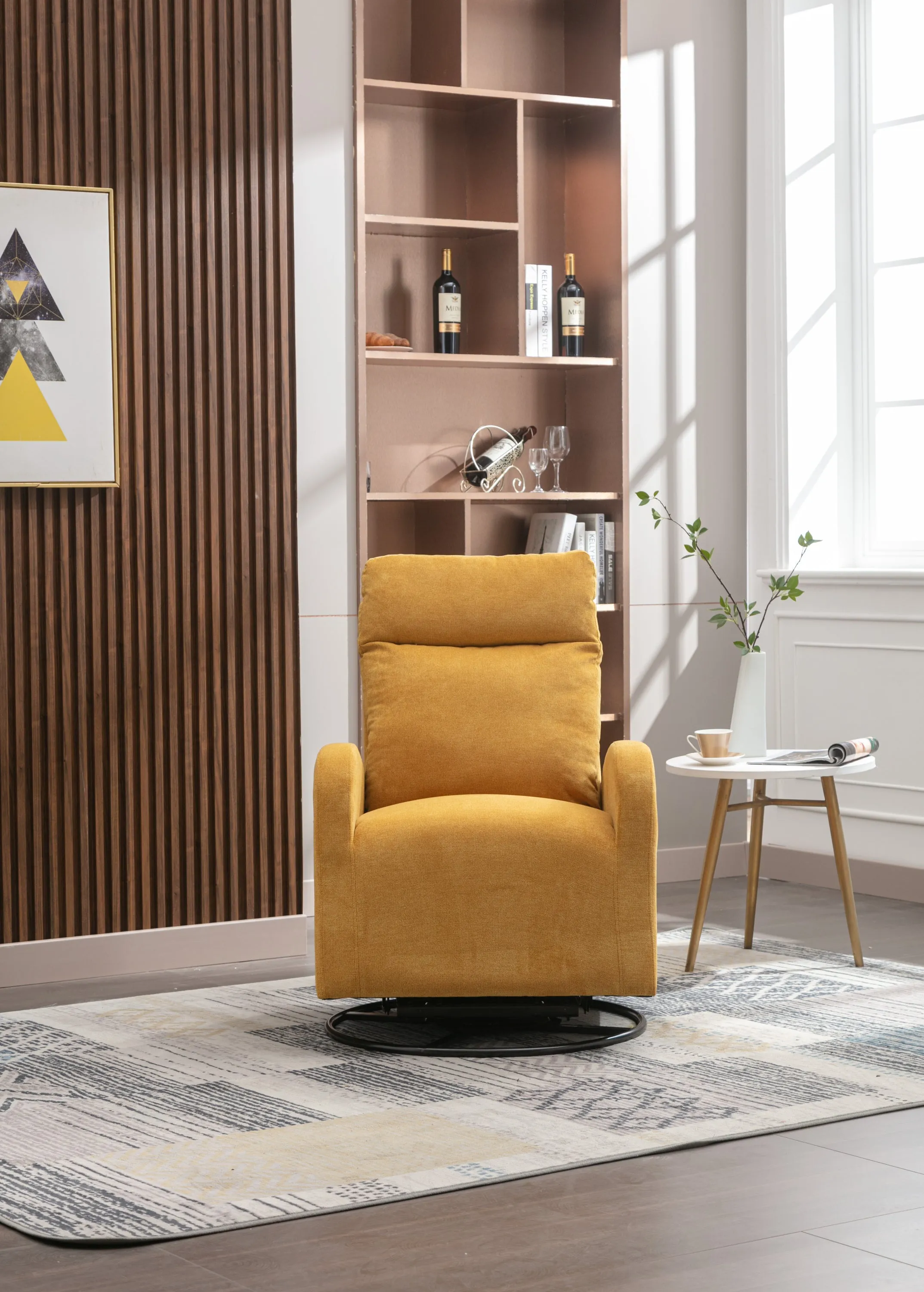 JiaDa Upholstered Swivel Glider.Rocking Chair for Nursery in Yellow.Modern Style One Left Bag