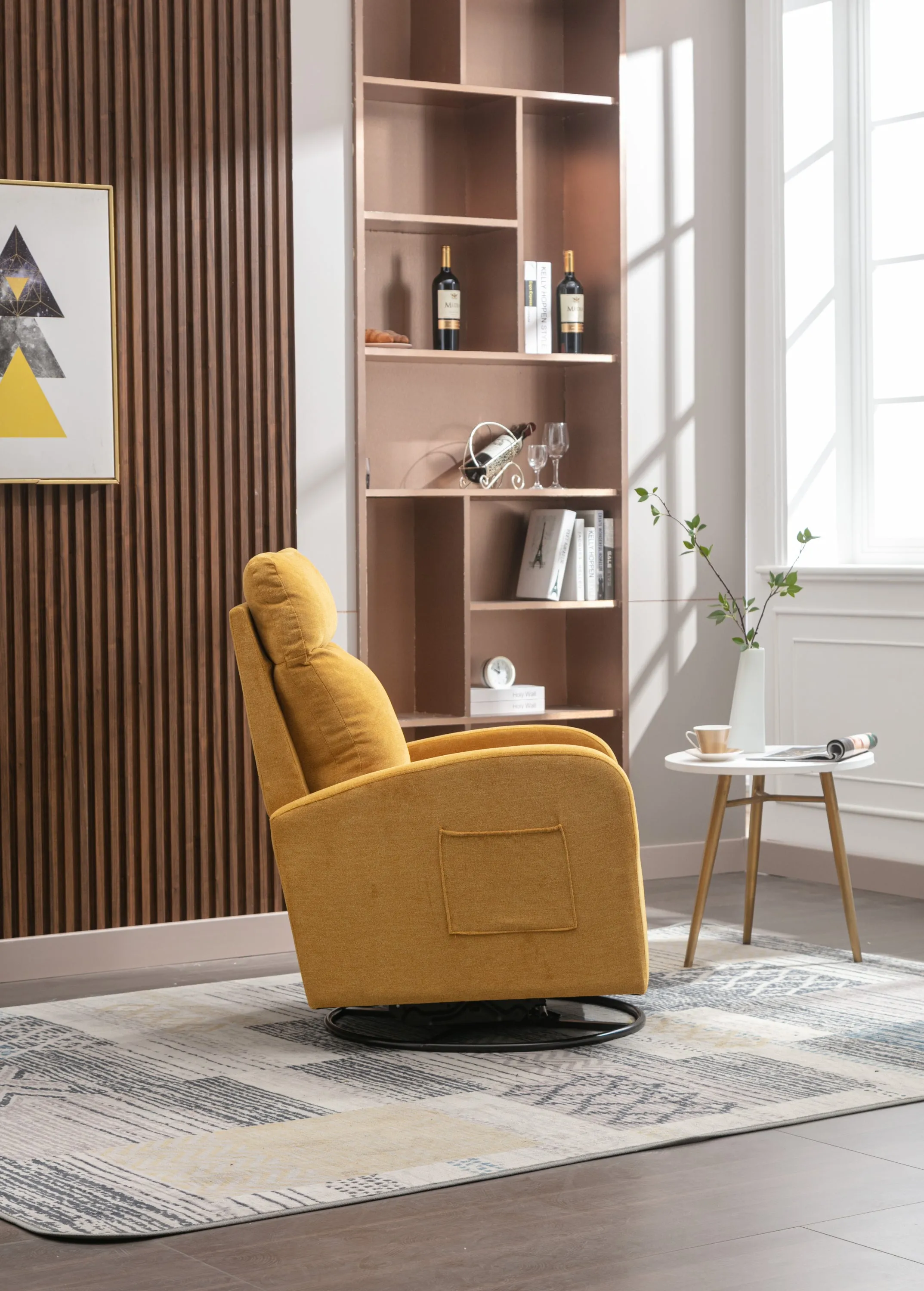 JiaDa Upholstered Swivel Glider.Rocking Chair for Nursery in Yellow.Modern Style One Left Bag