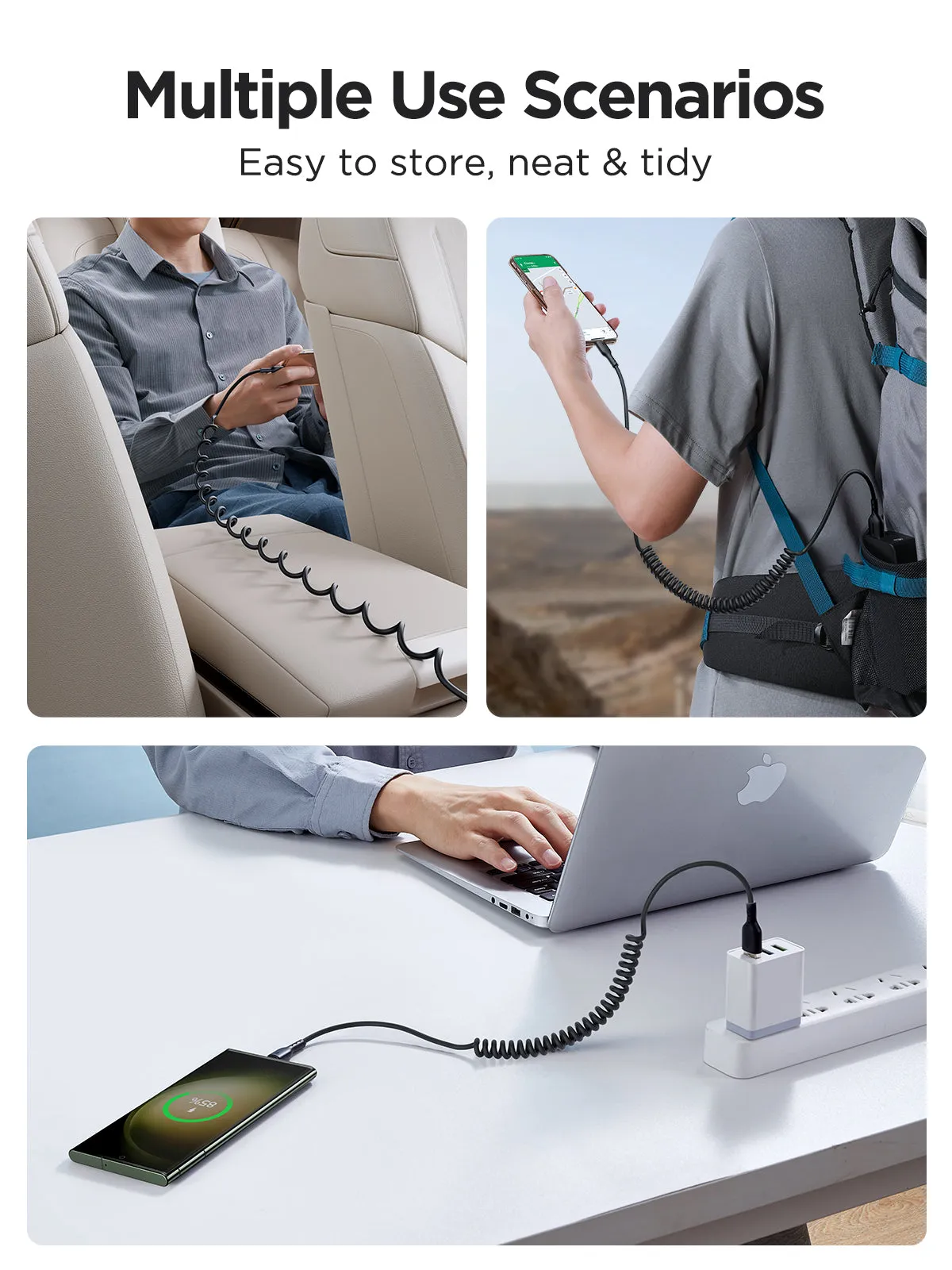 Joyroom SA38-AL3 | USB to Lightning Coiled Mobile Cable | Fast Charge PD 3A