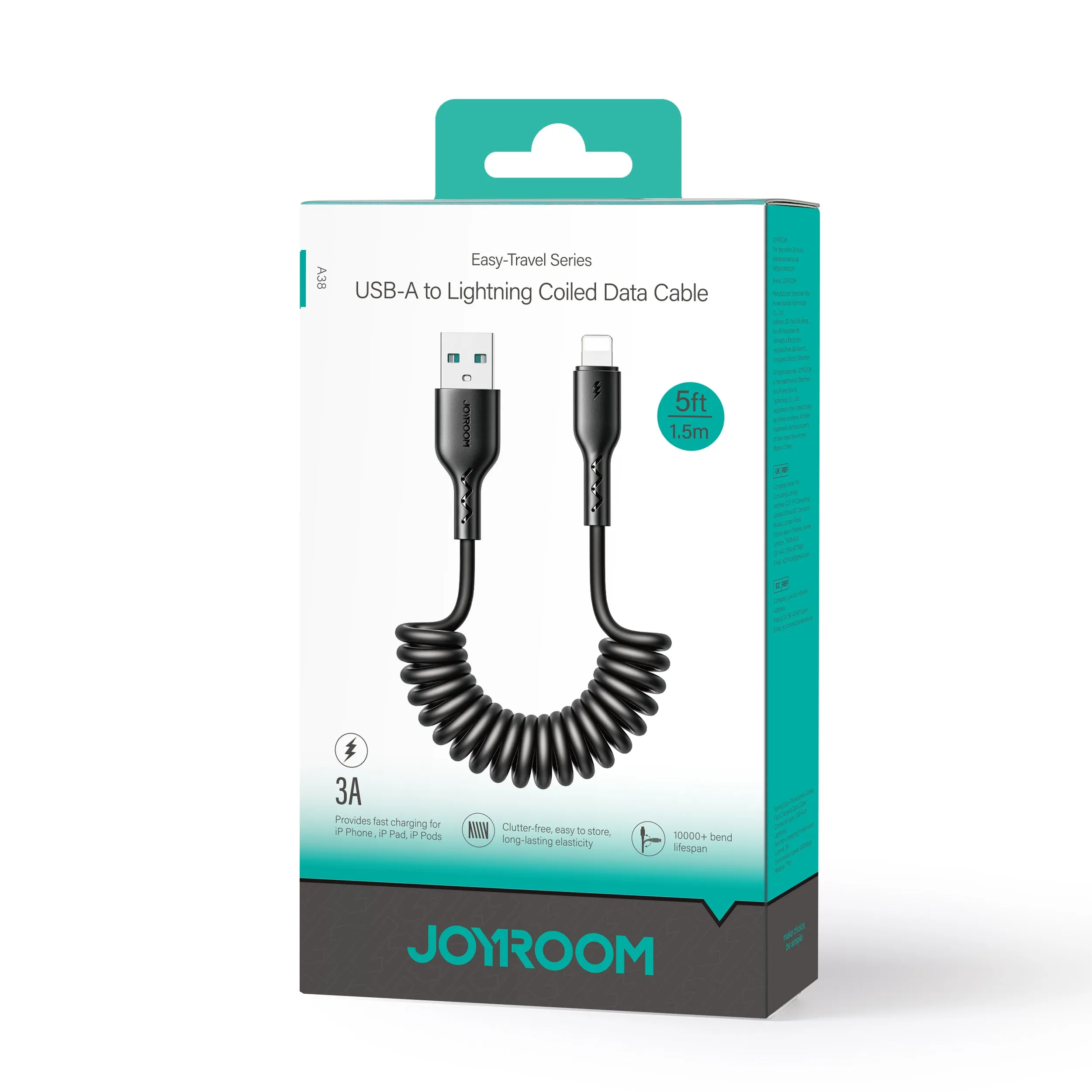 Joyroom SA38-AL3 | USB to Lightning Coiled Mobile Cable | Fast Charge PD 3A