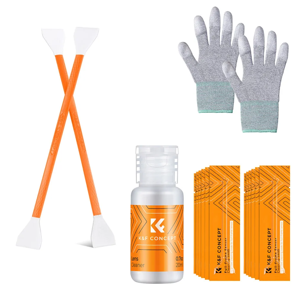 K&F Concept 16mm APS-C / 24mm Full Frame Sensor DSLR Camera Cleaning Swab Kit with Swab   Solution for Lens