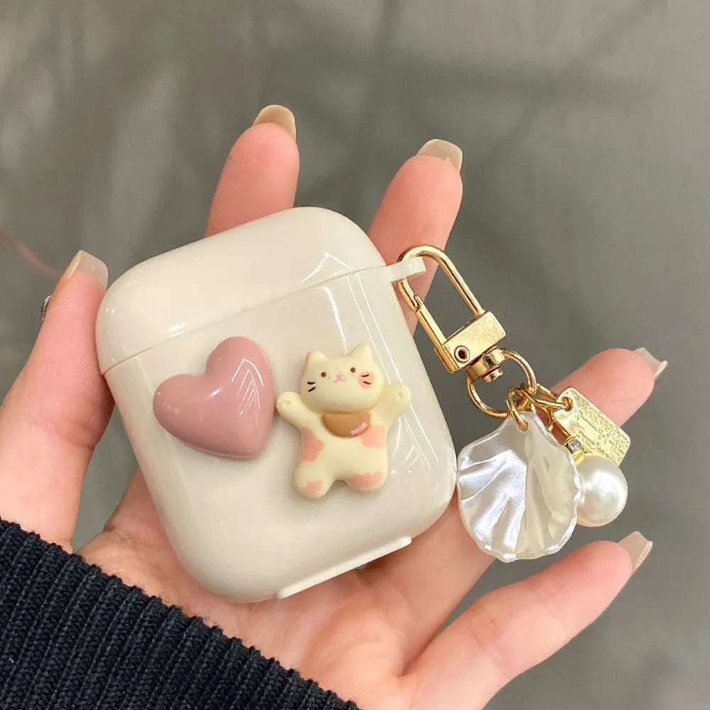 Kawaii Heart & Kitten Airpod Cases