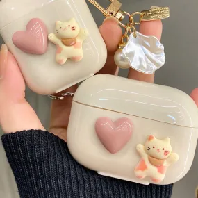 Kawaii Heart & Kitten Airpod Cases