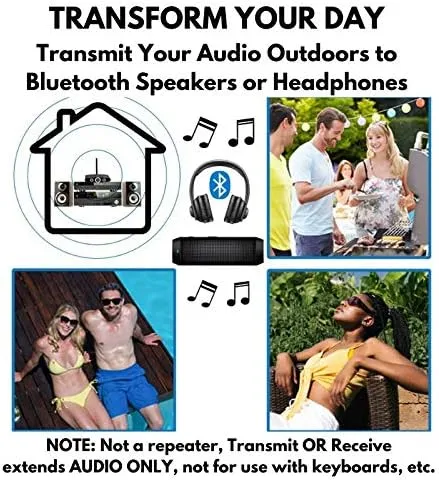 Long Range Bluetooth Audio Transmitter or Receiver for TV PC Stereo, Connect Speaker, Headphones, Phone, aptX Low Latency Wireless Adapter, Listen in HD with No Delay Optical RCA 3.5mm (Home RTX 2.0)