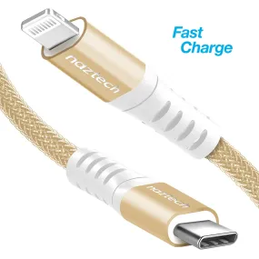 Naztech Braided PD MFI Lightning to USB-C Cable 4ft Gold