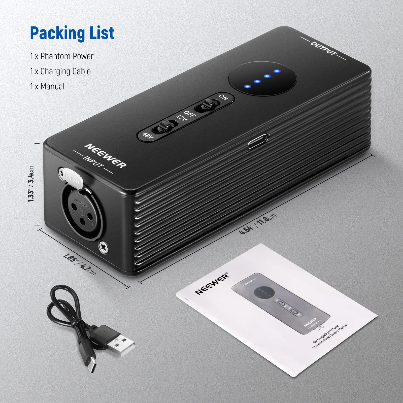 NEEWER PP1 Phantom Power Convertible 48V/12V Output