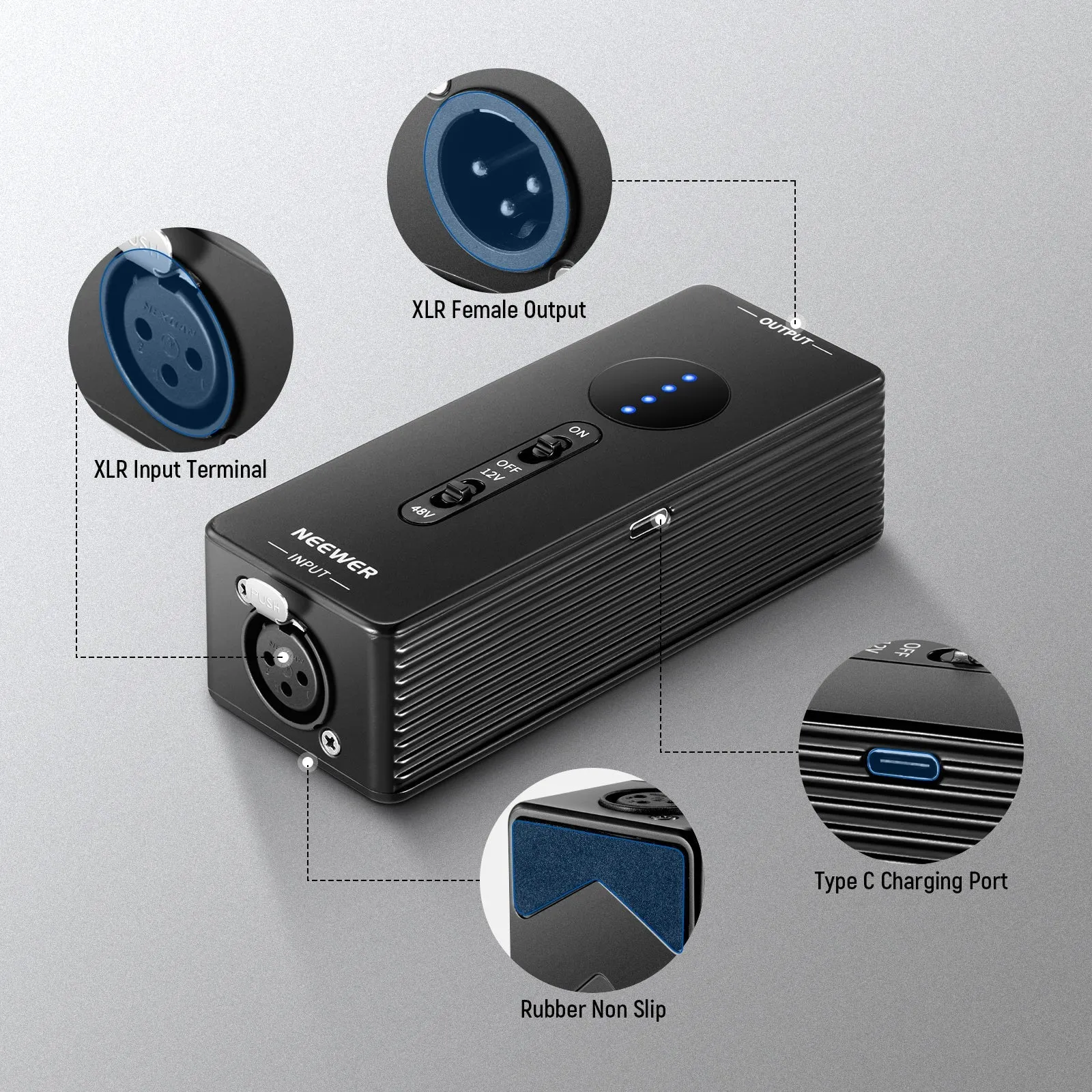 NEEWER PP1 Phantom Power Convertible 48V/12V Output
