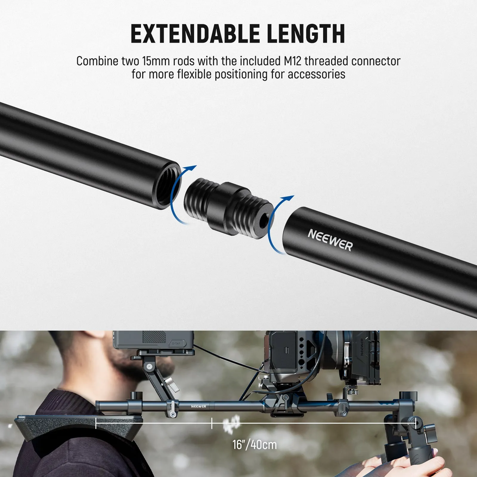 NEEWER SR009 3 Pairs 15mm Rods LWS System