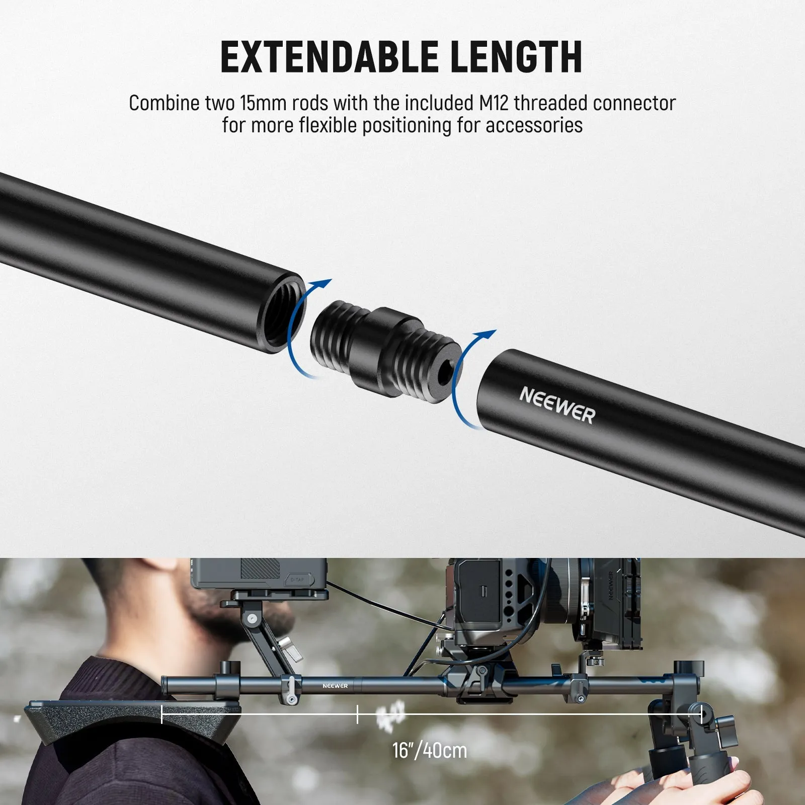 NEEWER SR009 3 Pairs 15mm Rods LWS System