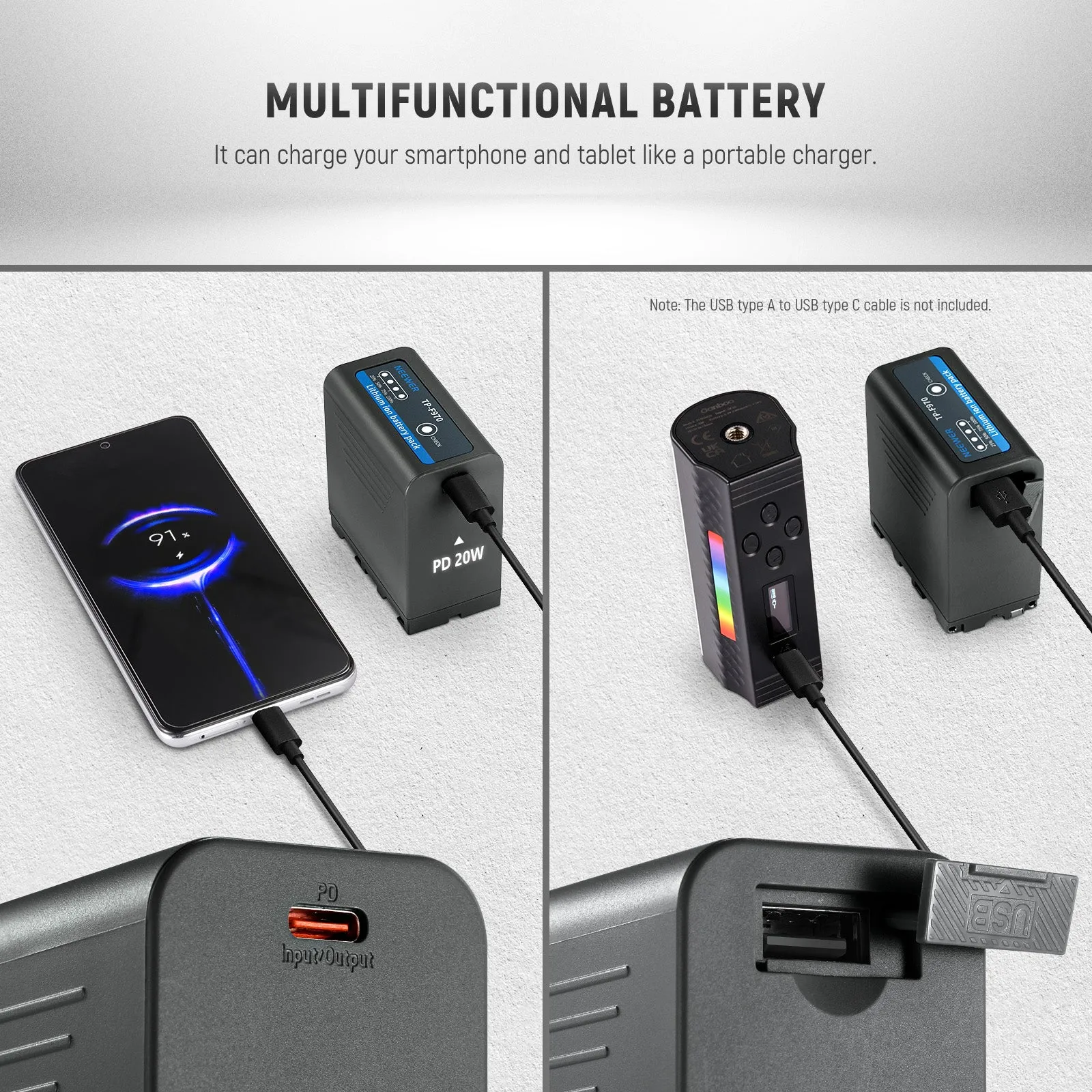 NEEWER TP-F970 2Pcs 7800mAh NP-F970 Replacement Batteries
