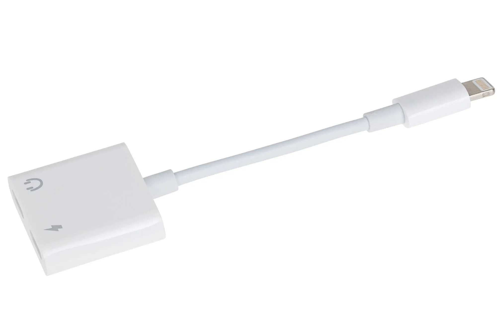 Nikkai Lightning to Dual Lightning Audio & Charging Port Adapter - White, 10cm