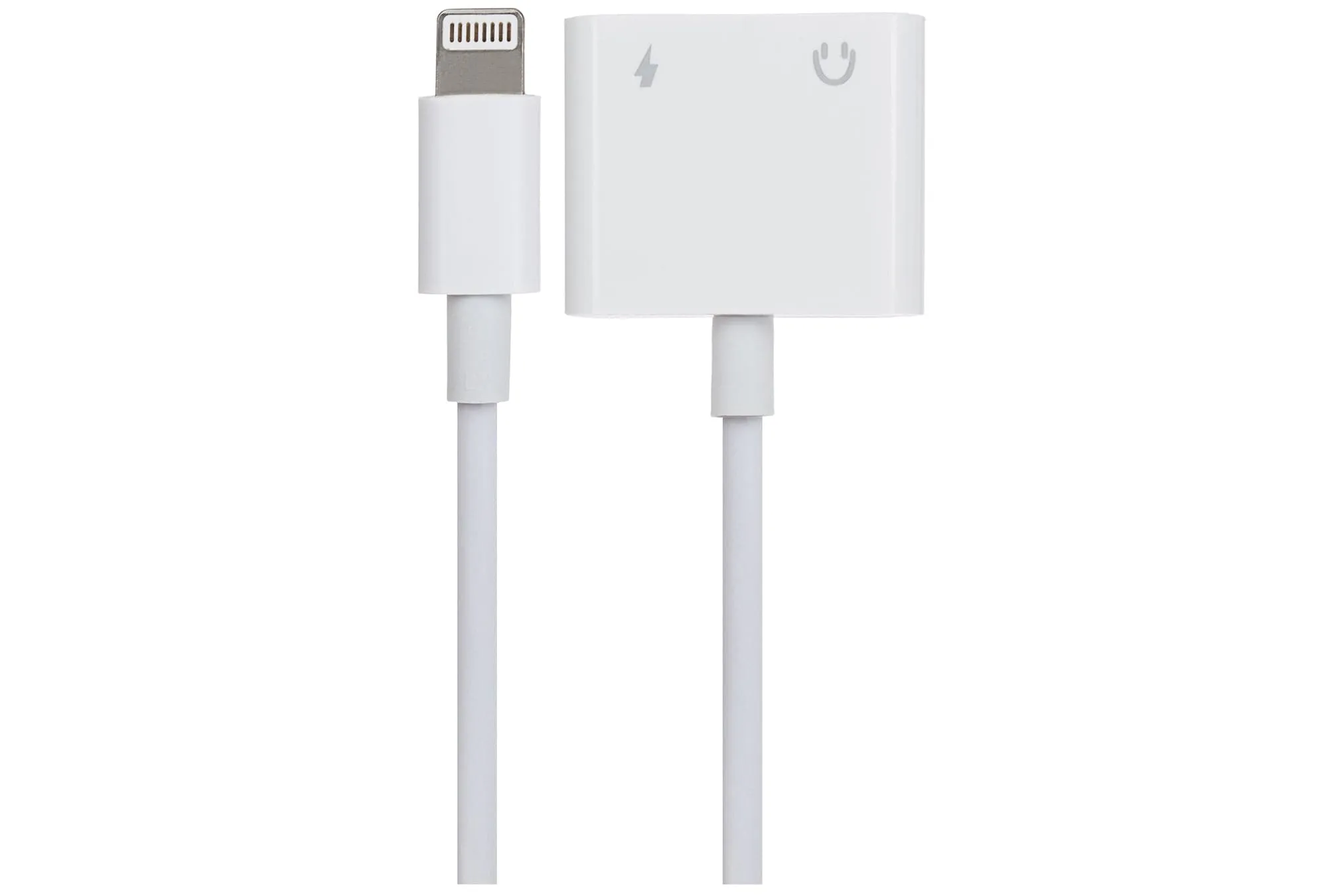 Nikkai Lightning to Dual Lightning Audio & Charging Port Adapter - White, 10cm