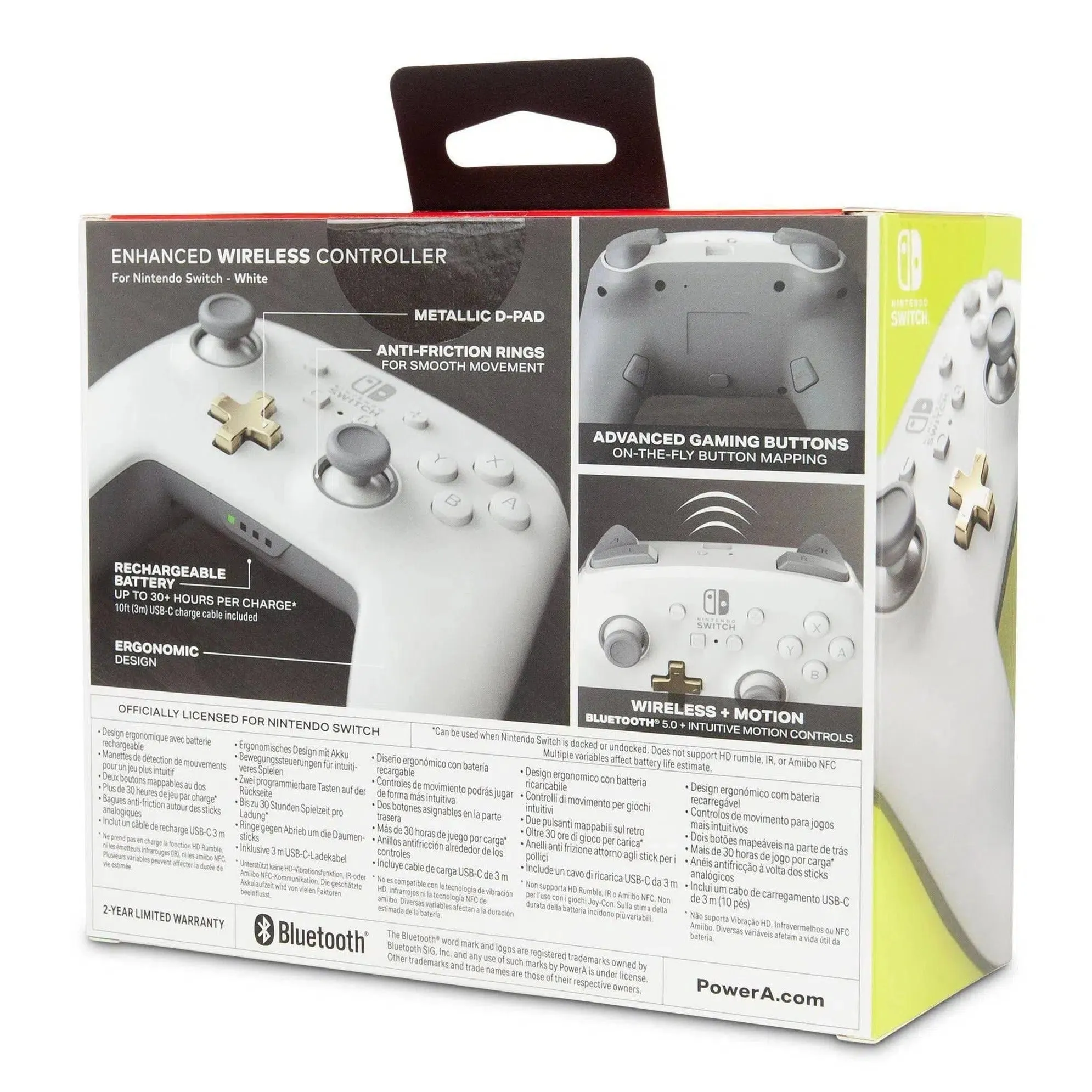 Nintendo Switch Wireless Controller (White) - PowerA - Enhanced Edition