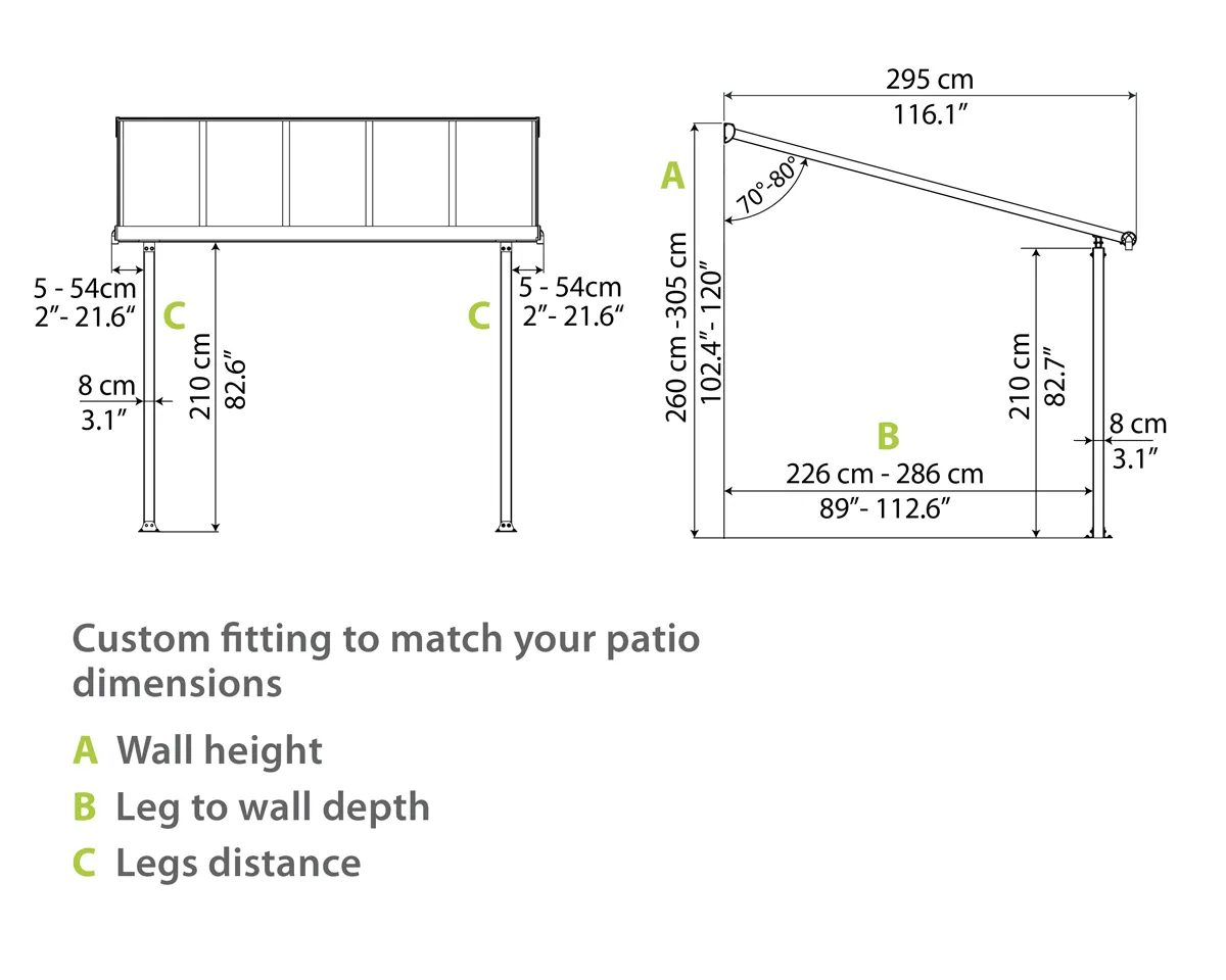 Olympia™ Patio Cover ~10 ft. x 20 ft. Grey Frame Clear Panels | Palram-Canopia