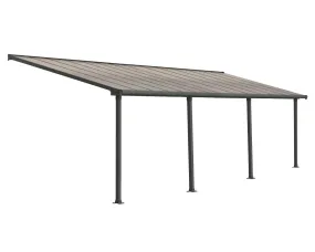 Olympia™ Patio Cover ~10 ft. x 28 ft. Grey Frame Bronze Panels | Palram-Canopia