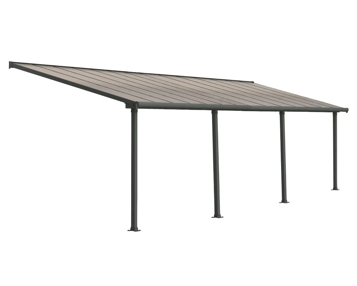 Olympia™ Patio Cover ~10 ft. x 28 ft. Grey Frame Bronze Panels | Palram-Canopia