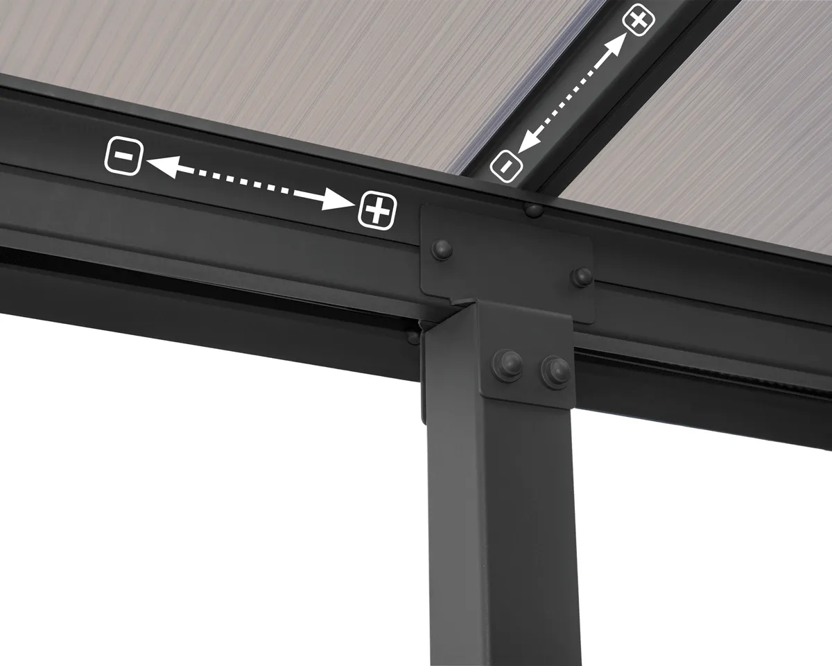 Olympia™ Patio Cover ~10 ft. x 28 ft. Grey Frame Bronze Panels | Palram-Canopia