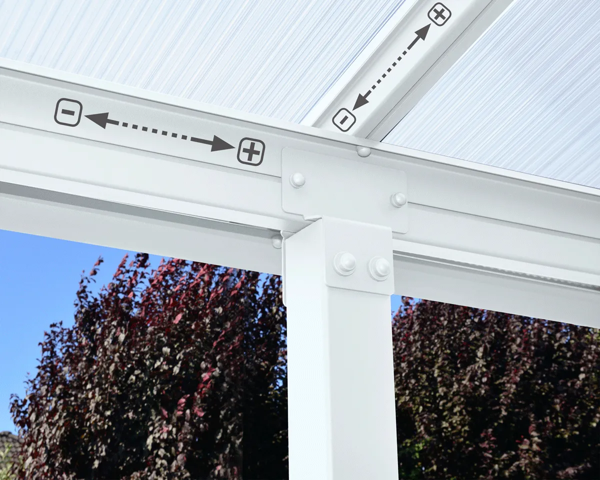 Olympia™ Patio Cover ~10 ft. x 28 ft. White Frame White Panels | Palram-Canopia