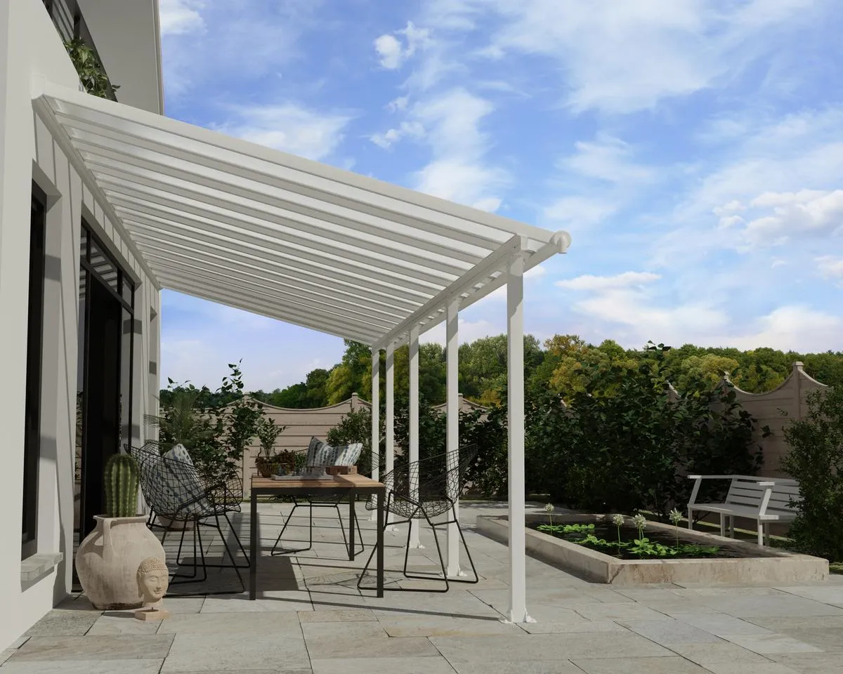 Olympia™ Patio Cover ~10 ft. x 28 ft. White Frame White Panels | Palram-Canopia