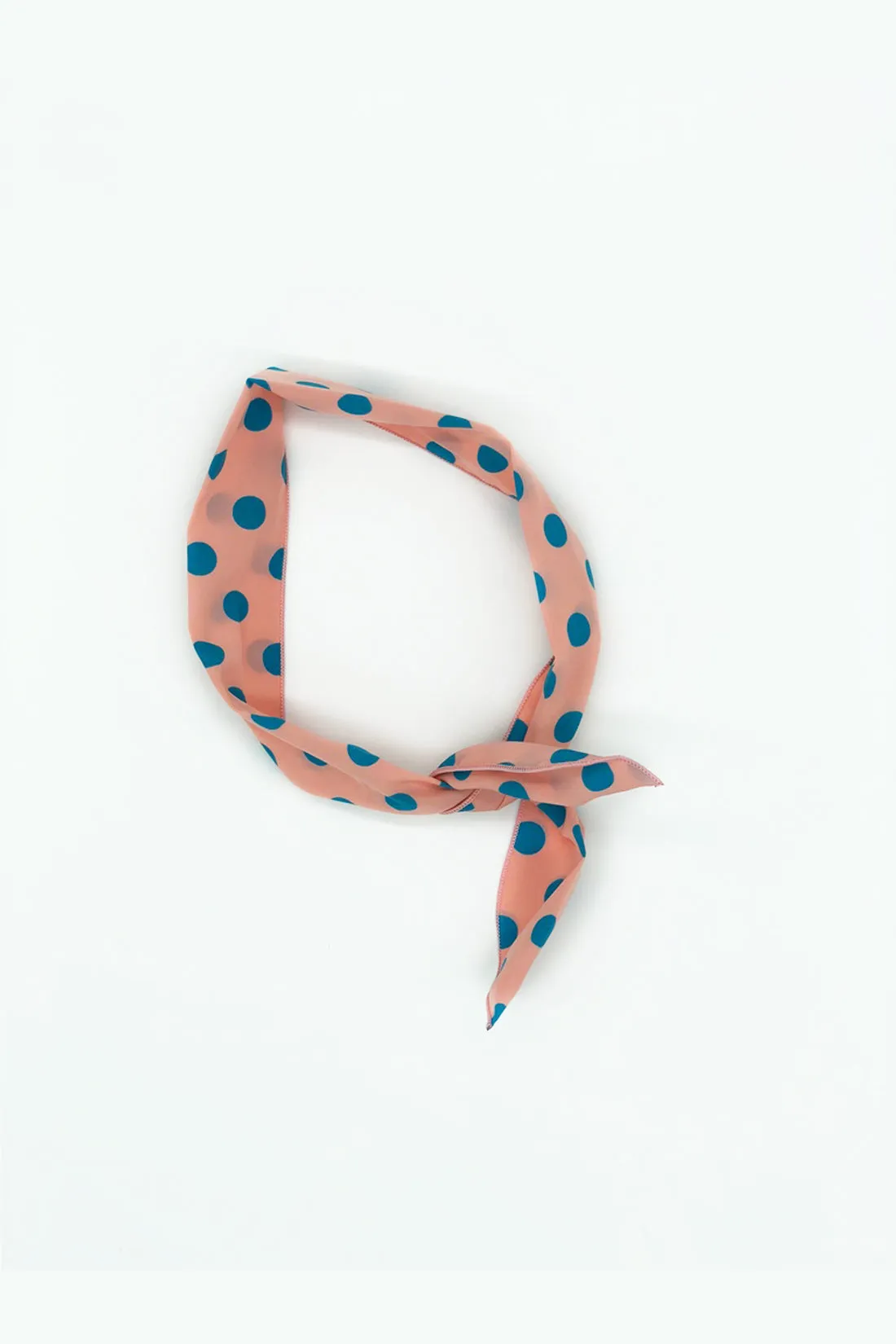 Polka Head Tie- Blush And Azure