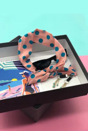Polka Head Tie- Blush And Azure