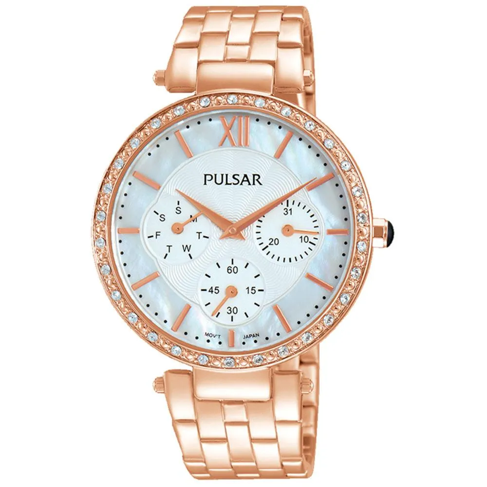 Pulsar Crystal Encrusted Rose Gold Ladies Watch -  PP6214X