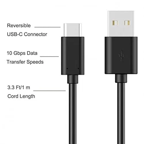Redmi Mi Note 8 Pro Type C Charge And Sync Cable-1.2 M-Black